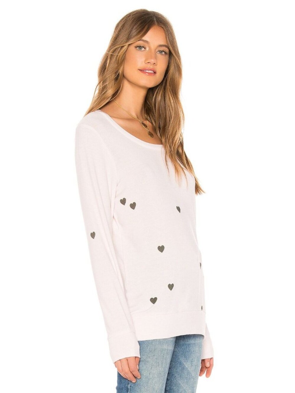 Chaser Tiny Hearts Lightweight Sweatshirt Pearl Pink - Picture 2 of 5